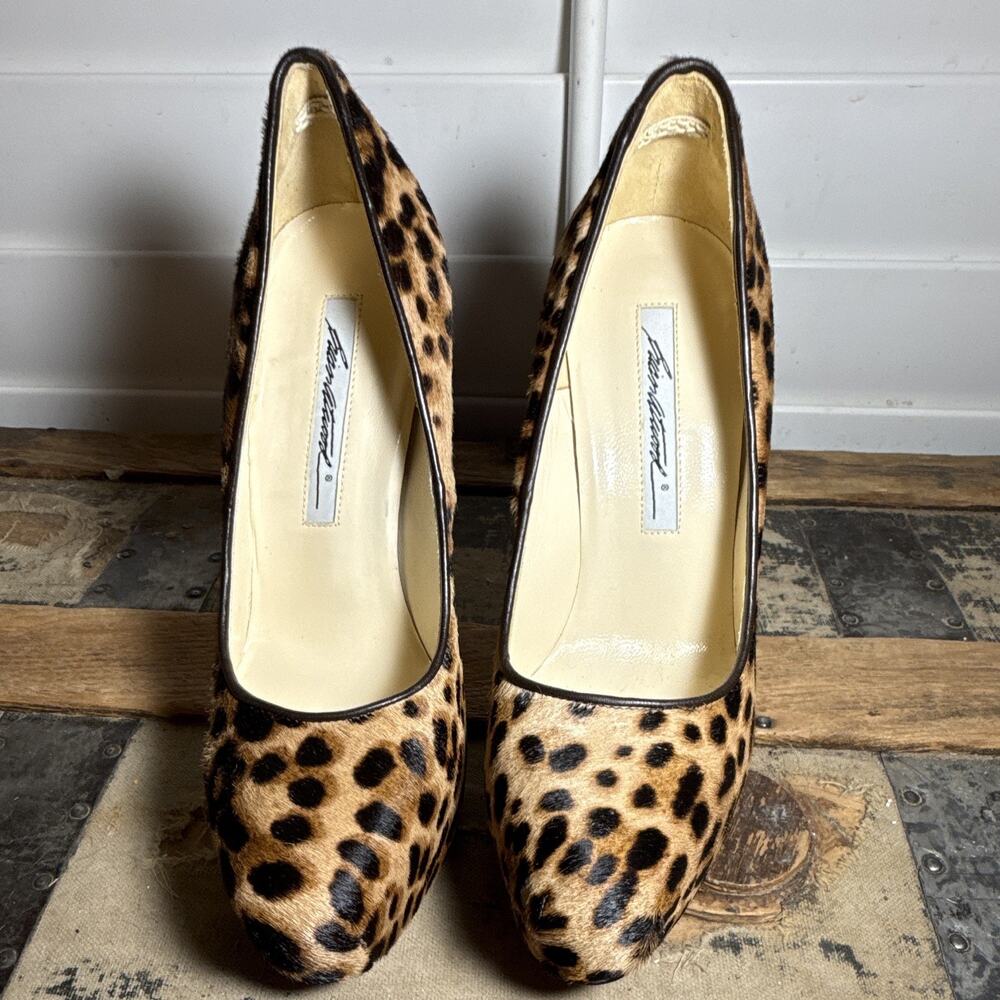 Brian Atwood Leopard Print Leather Stiletto Pumps Slip On Brown Black 36